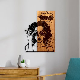 Wallity Wow Escultura de pared de madera y metal en Nogal y Negro